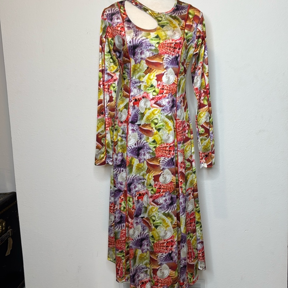 Hosbjerg | Funa Asta size Large Cutout Pattern Midi Dress